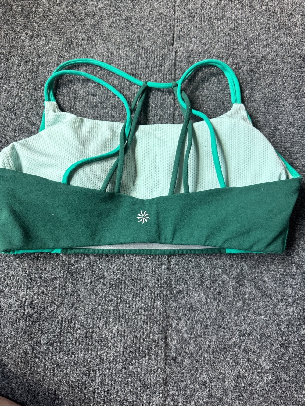 Athleta Teal and Forest Green Strappy Sports Bralette - Picture 4 of 9